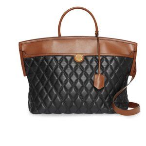 Burberry Quilted Society Top Handle Bag black lambskin-New with Tag